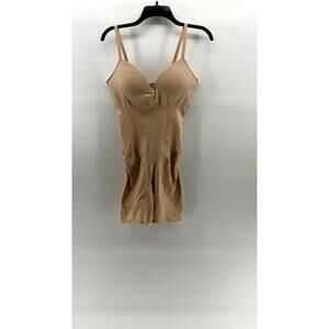 PRIMARK Women's Taupe Cuffed Spaghetti Strap One-Piece Short Style Shapewear SZM